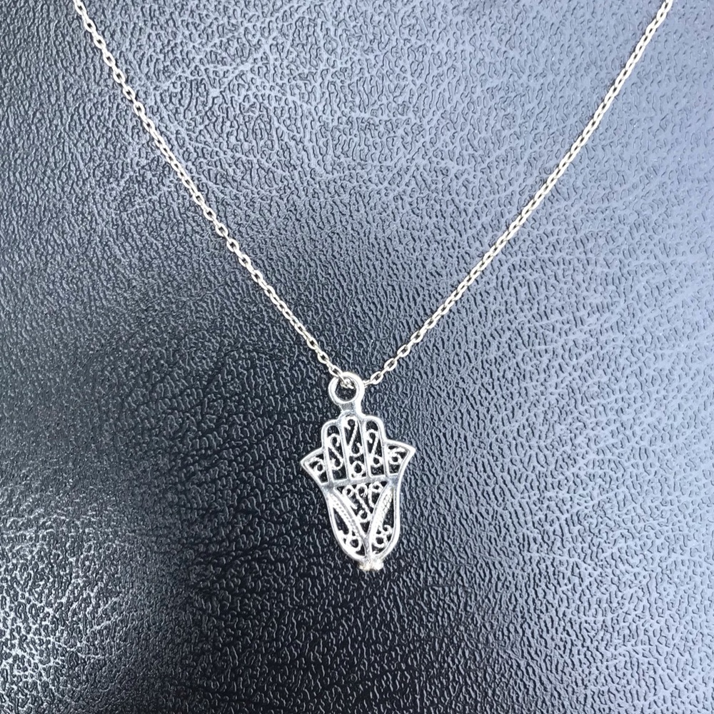 Silver hamsa necklace from Israel